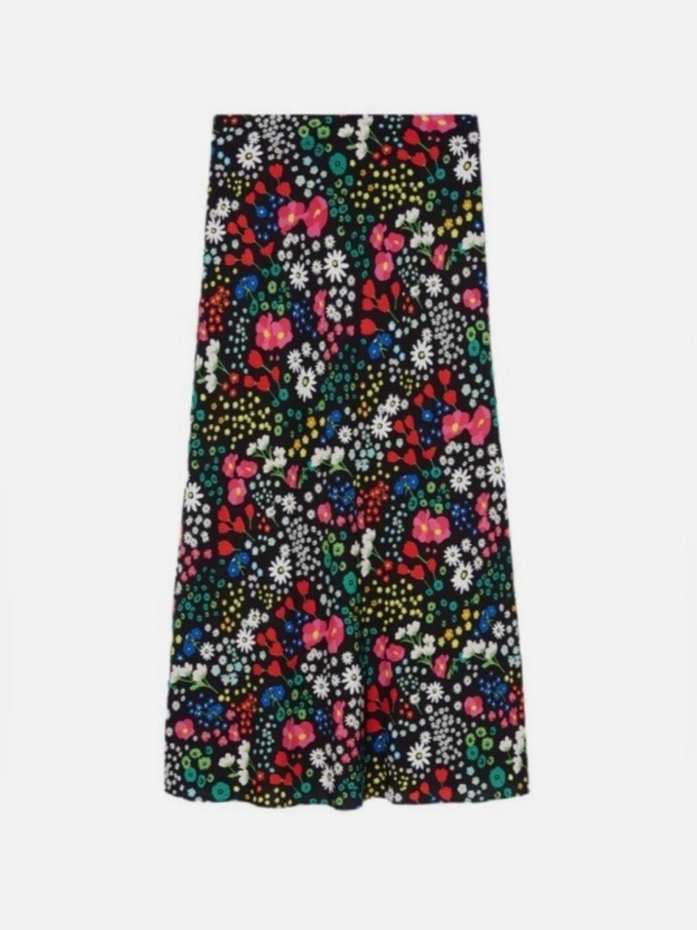 The Kooples Floral Midi Skirt in Black with Multicolor Floral Print